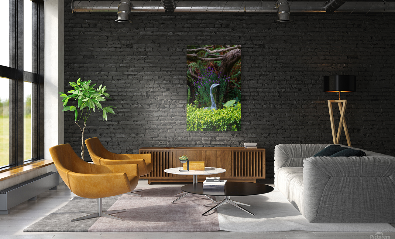 Stone Crane in Foliage Reproduction